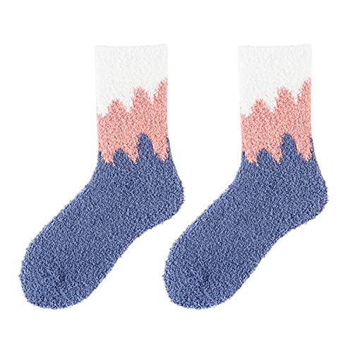 Cocila Socken Herren Damen Fuzzy-Socken Für Hausschuhe Winter Flauschige Kabine Warmes Weiches Korallen- Bequeme Wellen-Print Mittlere Heimsocken Witzige H Einheitsgröße Schwarz 39-42 von Cocila