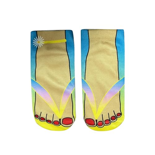 Cocila Socken Herren Damen Mit 3D-Muster Und Maniküre-Aufdruck, Flip-Flop, Lustige Versteckte Laufsocken Für Damen, Personalisierbar, Niedrig Geschnittener Barfuß (Blue, Onesize) 43-46 von Cocila
