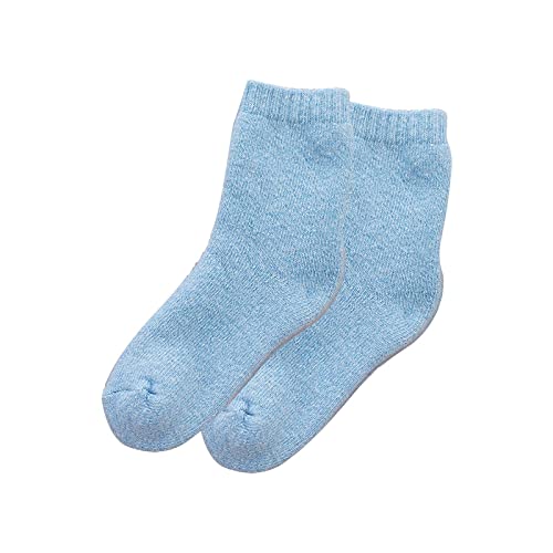 Cocila Thermosocken Damen Herren - Und Wintersocken Aus Schwerer Wolle Einfarbig Mittlere Röhrensocken Dicke Warme Socken Strümpfe Flauschige Handtuchsocken Lang Blau Einheitsgröße Tennissocken von Cocila