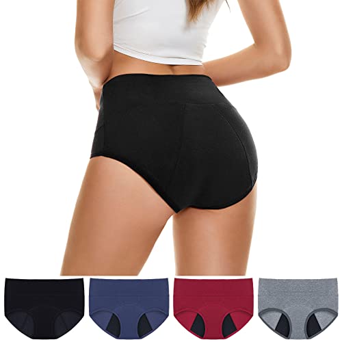 Cocila Unterhosen Damen Baumwolle Einfarbige Unterwäsche Hohe Taille Pantys Mehrpack Bauchweg Höschen Bequeme Hipster 4er Pack Slips von Cocila