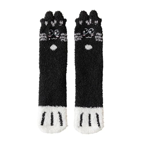 Cocila Wintersocken Herren Damen Flauschige Katzensocken, Flauschige, Gemütliche Slipper-Socken, Winter-Schlafsocken Mit Katzenmuster, Für Frauen Und Mädchen, Geschenke Wolle Socken (E, One von Cocila
