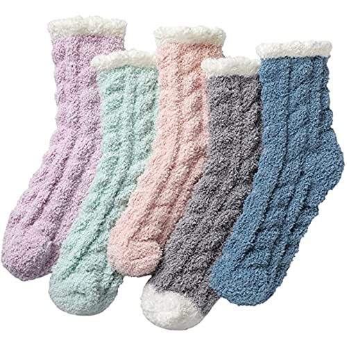 Cocila Wintersocken Herren Damen Sleeping Fuzzy Pairs Socken Soft Slipper Für Frauen Zuhause 5 Mikrofasersocken Waschnetz 42 Weiße Tennissocken 39-42 Sport Schwarz Mehrfarbig Einheitsgröße Kurz von Cocila