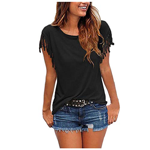 Tages Angebote Sale Damen Damen Bluse Oversize T-Shirt Weiss Damen Unterhemd Damen Spitze Atmungsaktives Shirt Damen Trägertop Damen Rüschenbluse Weiß Pirat Damen Sommer Kleidung Sale von Cocila