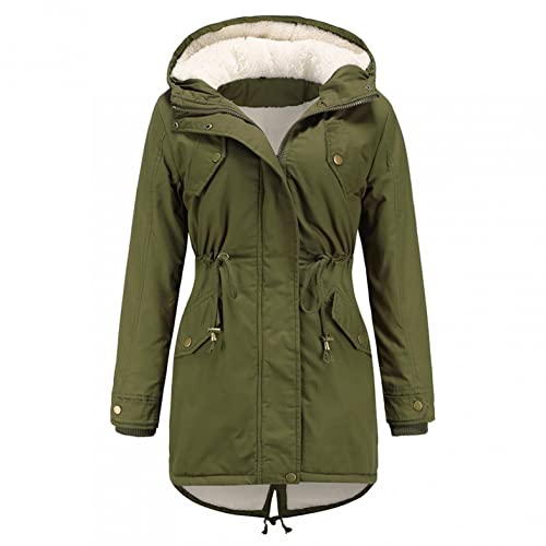 Cocilaa Wintermantel Damen Winterjacke Winter Warm Jacke Lang Winterparka für Frauen Gefüttert Teddyfell Plüschjacke mit Kapuzen Übergang Damenjacke Stepp Winterjacke Dicker Steppmantel von Cocilaa