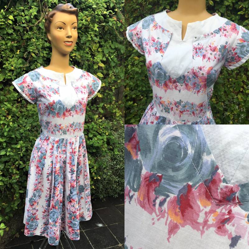 1950Er Jahre Baumwoll Print Sommerkleid von CockADoodleVintage