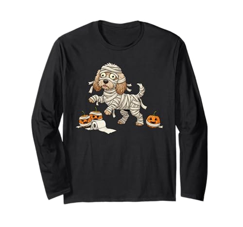 Lustiger Cockapoo Mummy Kürbis Halloween Kinder Herren Damen Langarmshirt von Cockapoo Lovers Cute Halloween Outfits Boy Girl