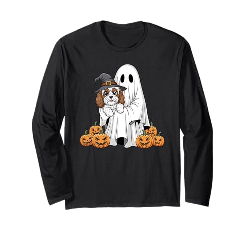 Lustiger Geist Cockapoo Kürbis Halloween Kinder Herren Damen Langarmshirt von Cockapoo Lovers Cute Halloween Outfits Boy Girl