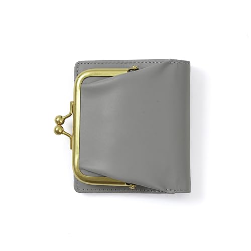 Cockatoo Damen Geldbörse, Nappaleder, Bifold Kleine Damen Geldbörse mit Kiss-Lock-Münzfach und Ausweisfenster, Formelles Grau, modisch von Cockatoo