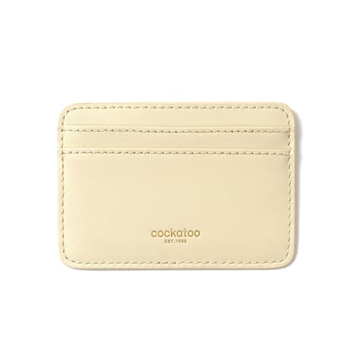 Cockatoo Damen Leder Minimalistische Kartenetui Fronttasche Geldbörse, Beige, Minimalistisch von Cockatoo