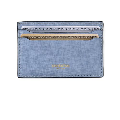 Cockatoo Kartenetui aus Saffiano-Leder – minimalistisches Kreditkartenetui – schmale Vordertasche für Herren und Damen, Placid Blue (sanftes blau), Minimalistisch von Cockatoo