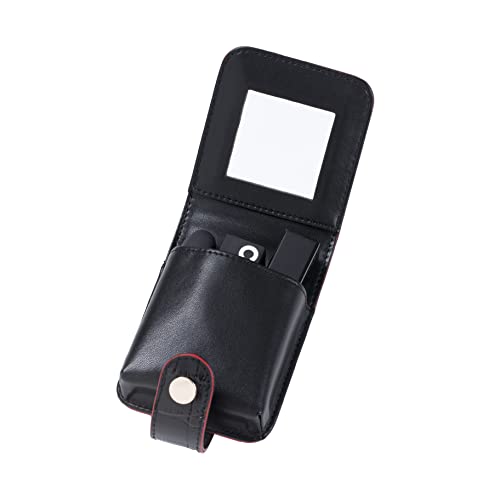 Cockatoo Leder-Lippenstift-Etui mit Spiegel, Make-up-Halter, tragbar, kleine Kosmetiktasche für Damen, weitere Farben, Schwarz Cockatoo Leder-Lippenstift-Etui mit Spiegel, Make-up-Halter, tragbar, kleine Kosmetiktasche für Damen, weitere Farben, Schwarz von Cockatoo