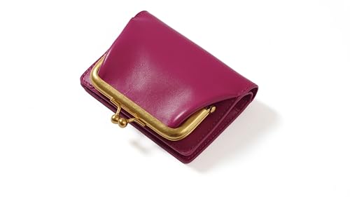 Elegante Damengeldbörse aus echtem Nappaleder mit einem zweifach gefalteten Design, Münzfach mit Kuss-Lock-Münzfach und Ausweisfenster – ideal für den Transport kleiner Utensilien. (Fuchsia), Fuchsia, von Cockatoo