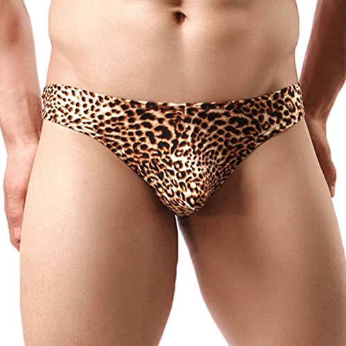 Cockcon Herren Slip String Tanga mit Pouch Leopard Muster Gr. S-XL Neu (S/M, Braun) von Cockcon