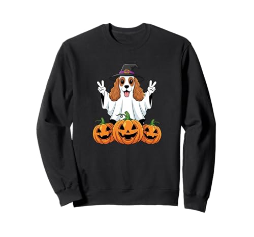 Cocker Spaniel Ghost Pumpkin Boo Halloween Kinder Herren Damen Sweatshirt von Cocker Spaniel Dog Halloween Ghost Pumpkin Outfits