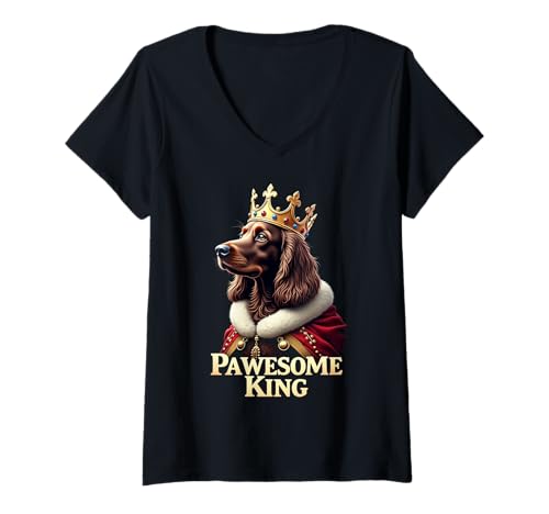 Damen Lustige Pawesome Cocker Spaniel King Dog Art T-Shirt mit V-Ausschnitt Damen Lustige Pawesome Cocker Spaniel King Dog Art T-Shirt mit V-Ausschnitt von Cocker Spaniel Fun Designs