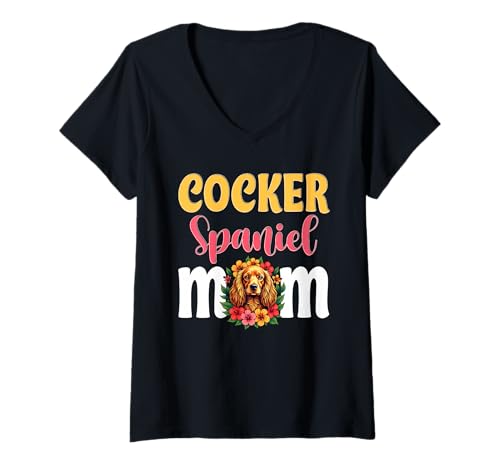 Damen Cocker Spaniel Hund T-Shirt mit V-Ausschnitt Damen Cocker Spaniel Hund T-Shirt mit V-Ausschnitt von Cocker Spaniel Gifts for Men and Women