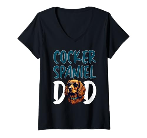 Damen Cocker Spaniel Hund T-Shirt mit V-Ausschnitt von Cocker Spaniel Gifts for Men and Women