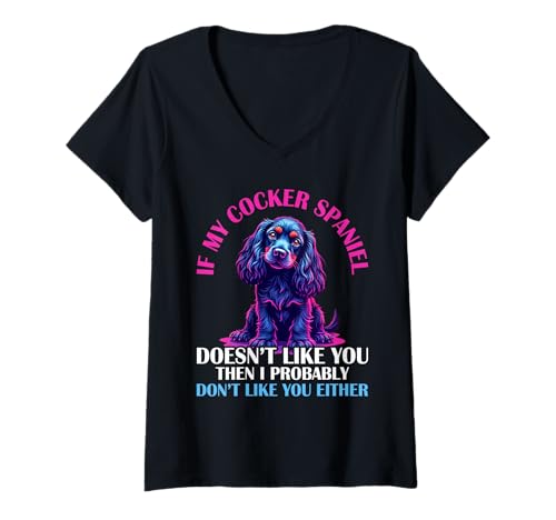 Damen Cocker Spaniel Hund T-Shirt mit V-Ausschnitt Damen Cocker Spaniel Hund T-Shirt mit V-Ausschnitt von Cocker Spaniel Gifts for Men and Women