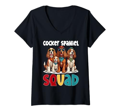 Damen Cocker Spaniel Hund T-Shirt mit V-Ausschnitt Damen Cocker Spaniel Hund T-Shirt mit V-Ausschnitt von Cocker Spaniel Gifts for Men and Women