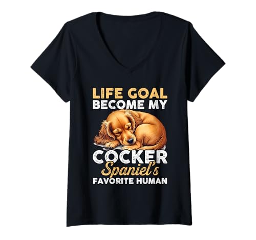 Damen Cocker Spaniel Hund T-Shirt mit V-Ausschnitt Damen Cocker Spaniel Hund T-Shirt mit V-Ausschnitt von Cocker Spaniel Gifts for Men and Women