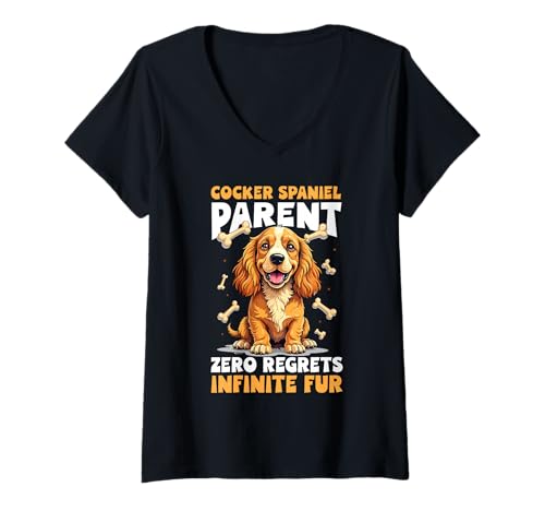 Damen Cocker Spaniel Hund T-Shirt mit V-Ausschnitt Damen Cocker Spaniel Hund T-Shirt mit V-Ausschnitt von Cocker Spaniel Gifts for Men and Women