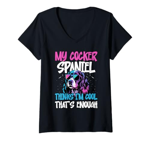 Damen Cocker Spaniel Hund T-Shirt mit V-Ausschnitt Damen Cocker Spaniel Hund T-Shirt mit V-Ausschnitt von Cocker Spaniel Gifts for Men and Women