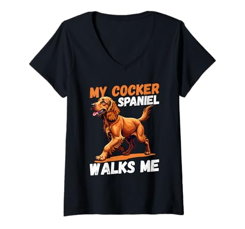 Damen Cocker Spaniel Hund T-Shirt mit V-Ausschnitt Damen Cocker Spaniel Hund T-Shirt mit V-Ausschnitt von Cocker Spaniel Gifts for Men and Women