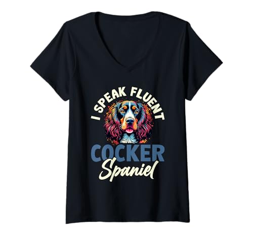 Damen Cocker Spaniel Hund T-Shirt mit V-Ausschnitt Damen Cocker Spaniel Hund T-Shirt mit V-Ausschnitt von Cocker Spaniel Gifts for Men and Women
