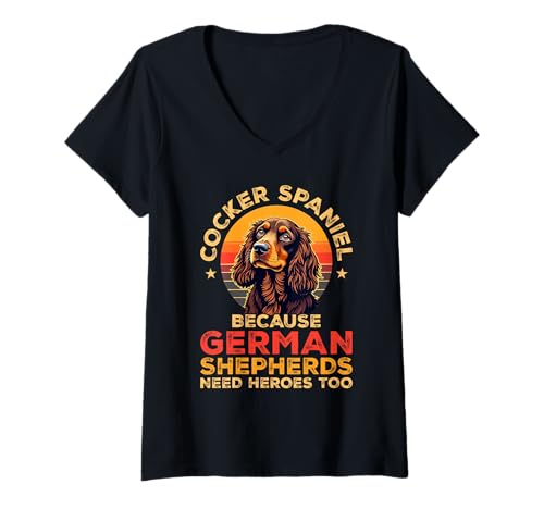 Damen Cocker Spaniel Hund T-Shirt mit V-Ausschnitt Damen Cocker Spaniel Hund T-Shirt mit V-Ausschnitt von Cocker Spaniel Gifts for Men and Women