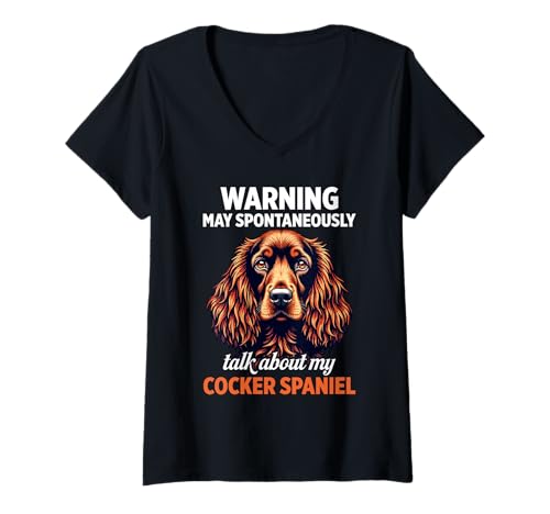 Damen Cocker Spaniel Hund T-Shirt mit V-Ausschnitt Damen Cocker Spaniel Hund T-Shirt mit V-Ausschnitt von Cocker Spaniel Gifts for Men and Women