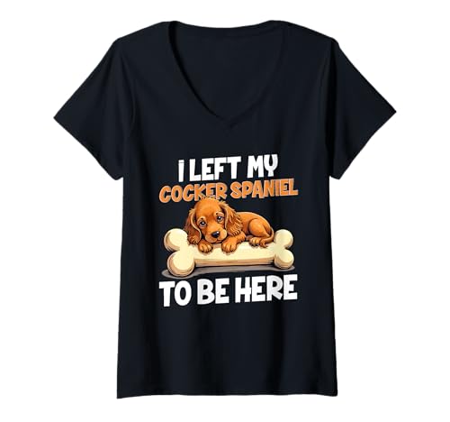 Damen Cocker Spaniel Hund T-Shirt mit V-Ausschnitt Damen Cocker Spaniel Hund T-Shirt mit V-Ausschnitt von Cocker Spaniel Gifts for Men and Women