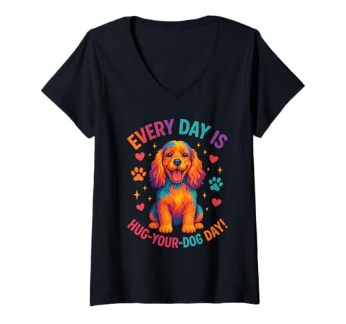 Damen Umarme deinen Hund Cocker Spaniel T-Shirt mit V-Ausschnitt Damen Umarme deinen Hund Cocker Spaniel T-Shirt mit V-Ausschnitt von Cocker Spaniel Love