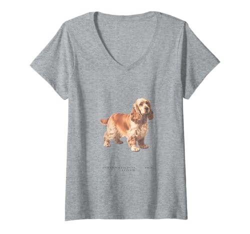 Damen Vintage Cocker Spaniel Hund T-Shirt mit V-Ausschnitt Damen Vintage Cocker Spaniel Hund T-Shirt mit V-Ausschnitt von Cocker Spaniel Lover Vintage Clo.
