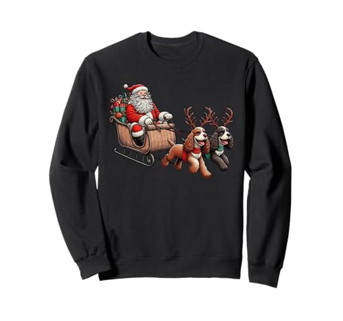 Santa Schlitten Cocker Spaniel Rentier Weihnachten Damen Herren Sweatshirt von Cocker Spaniel Lovers Dog Christmas Outfits Kids