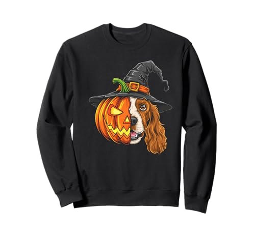 Cocker Spaniel Kürbis Jack O Laterne Halloween Herren Damen Sweatshirt von Cocker Spaniel Lovers Halloween Pumpkin Outfits