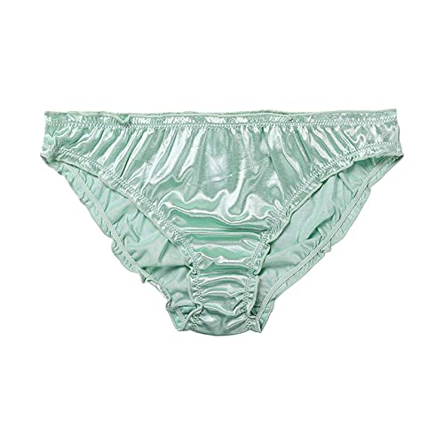 Cockjun Boxershorts für Damen, sexy Satin-Höschen, mittlere Taille, gewellter Schritt aus Baumwolle, grün S von Cockjun