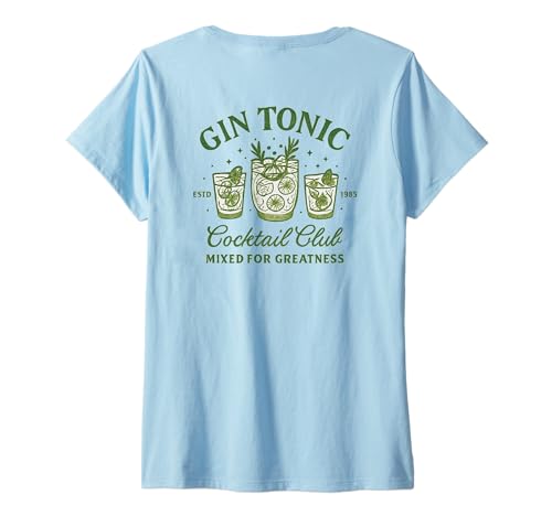 Damen Vintage Social Club Cocktail für Gin-Liebhaber T-Shirt mit V-Ausschnitt Damen Vintage Social Club Cocktail für Gin-Liebhaber T-Shirt mit V-Ausschnitt von Cocktail Culture and Distilled Delights Apparel