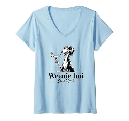 Damen EIN Hoch auf Cocktails Social Club Martini Saluki Lovers T-Shirt mit V-Ausschnitt Damen EIN Hoch auf Cocktails Social Club Martini Saluki Lovers T-Shirt mit V-Ausschnitt von Cocktail Enthusiasts Saluki Merchandise For All Co