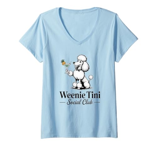 Damen Cocktails & Pudel Social Club Pudel Design für Frauen T-Shirt mit V-Ausschnitt Damen Cocktails & Pudel Social Club Pudel Design für Frauen T-Shirt mit V-Ausschnitt von Cocktail Enthusiasts and Poodle Lovers Co.