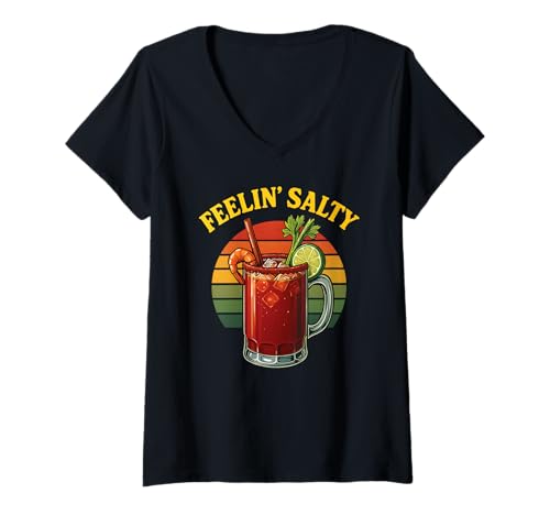 Damen Michelada Feelin' Salty Shrimp Mexikanisches Cocktail-Bier Cerveza T-Shirt mit V-Ausschnitt Damen Michelada Feelin' Salty Shrimp Mexikanisches Cocktail-Bier Cerveza T-Shirt mit V-Ausschnitt von Cocktail Mood Club