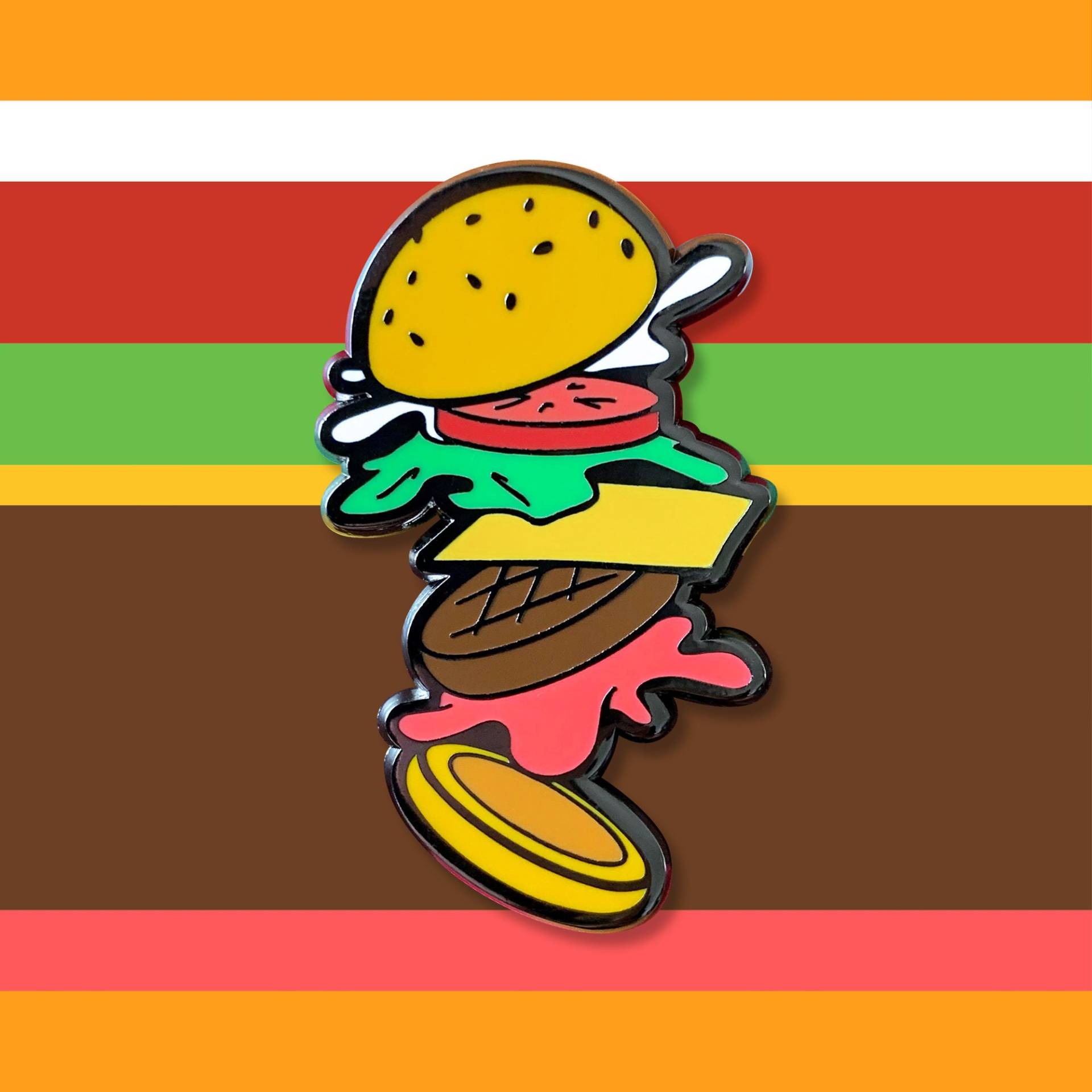 Hamburger Emaille Pin Schwarz Vernickelter Cheeseburger Anstecker Hamburger Emaille Pin Schwarz Vernickelter Cheeseburger Anstecker von CocktailCritters
