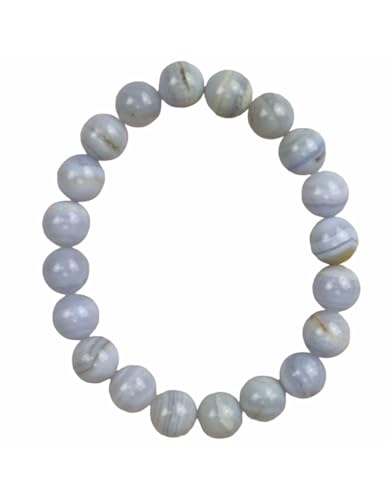 Coco Papaya Armband aus Chalcedon, blau, Kugeln 10 mm, 18 cm, Calcit von Coco Papaya