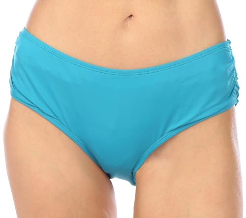 Coco Reef Seitlich geraffte Bikinihose – klassische niedrige Taille geraffte Badehose, Mondstein Blau, Medium von Coco Reef