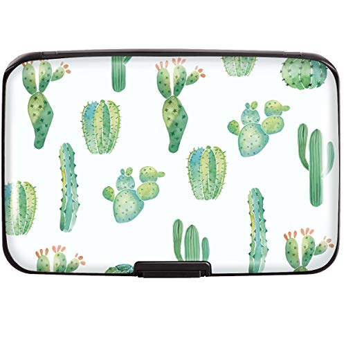Mini-Kreditkartenetui für Damen oder Herren, RFID-blockierend, schlankes Hartschalenetui, Ausweishülle, Reisebrieftasche, cactus, Small von Coco Rossi