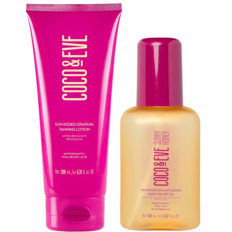 Coco & Eve Sun-Kissed Gradual Tanning Lotion and Tan Boosting Anti-Aging Body Oil SPF30 Bundle von Coco & Eve
