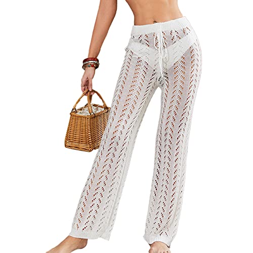 Bikini Cover Up Hose Sonnenschutz Häkelhose Kordelzug Strandhose (S) von Cocoarm