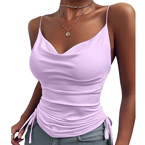 Cocoarm Damen Camisole Tops Ärmelloses Blusen Sexy Tiefer V-Ausschnitt Tanktop Slim Fit Sommer Weste Spaghetti Strap Cami (M) von Cocoarm