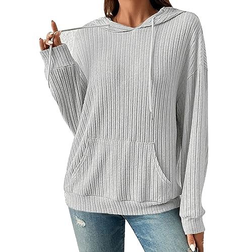 Cocoarm Damen Langarm-Pullover-Hoodie-Sweatshirt mit Kordelzug, Kapuze und Großen Taschen (XXL) von Cocoarm