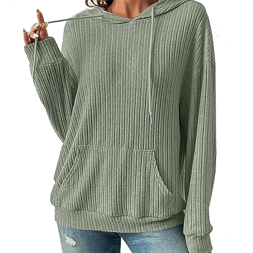 Cocoarm Damen Langarm-Pullover-Hoodie-Sweatshirt mit Kordelzug, Kapuze und Großen Taschen (XXL) von Cocoarm