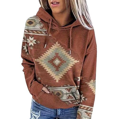 Cocoarm Damen Langarm-Pullover mit Kapuze und Kordelzug Bedruckt Lässig (M) von Cocoarm